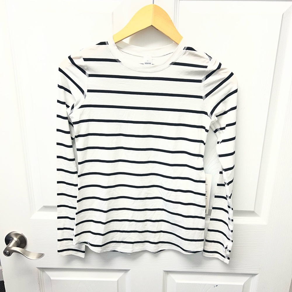 Ivivva Black and White Striped Top